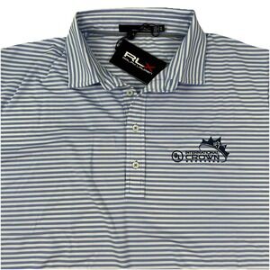 NEW RLX Ralph Lauren Wicking Polo Shirt Men XL Golf Blue Striped‎ UL Intl Crown